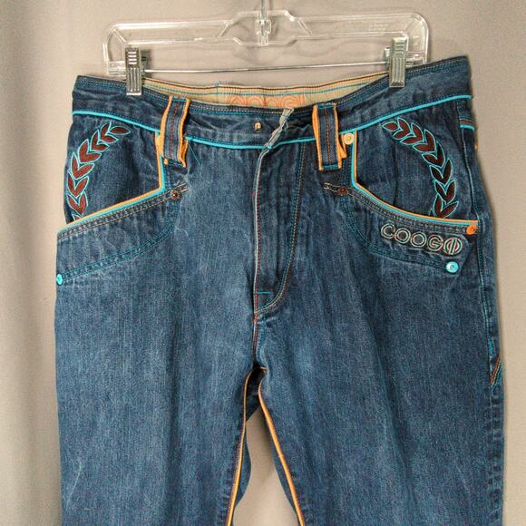 Coogi Australia Jeans Mens 36x29 Blue Embroidered Vintage Y2K Baggy Flaw - Picture 7 of 12